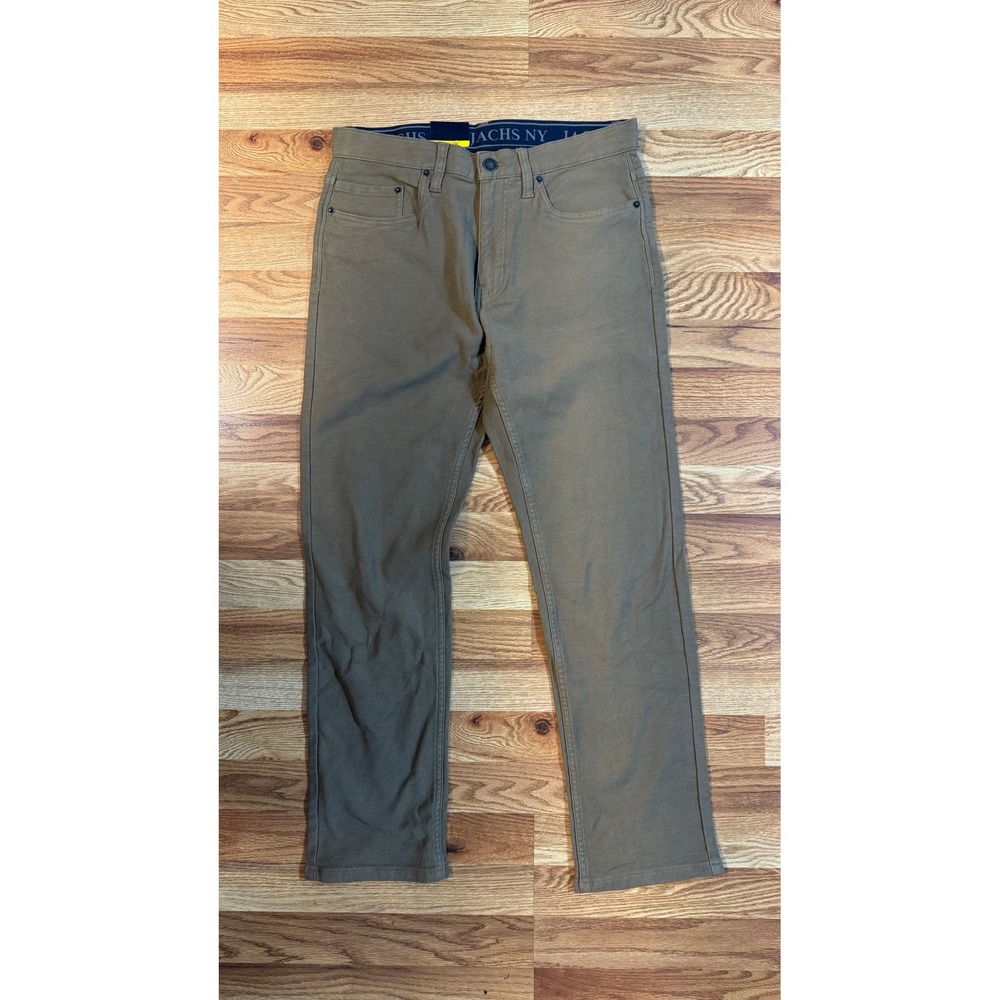 JACHS New York Mens Straight Fit 5-Pocket Pant Tan Flex Waistband 32x29 1776788